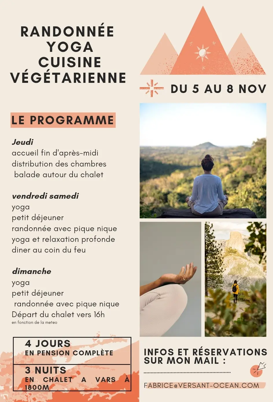 programme rando yoga cuisine vegetarien